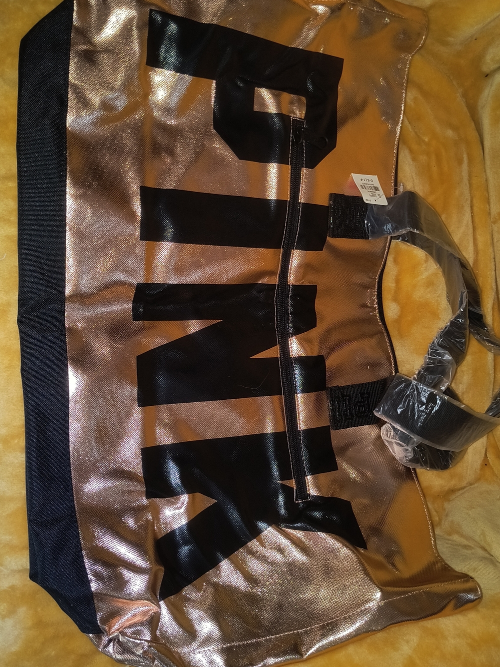 Victoria's Secret Rose Gold and Black Logo Tote (vtg)